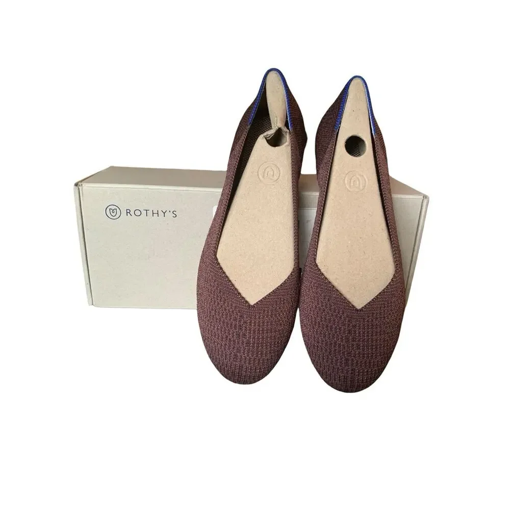 Rothy's The Point Flat Truffled Python Retired Neutral Brown Womens Size 7